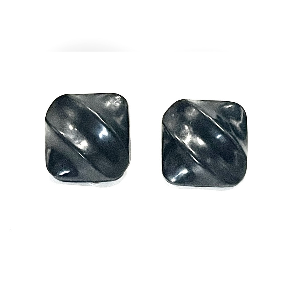 3/$18 Retro Black Clip-on Earrings 1980s Square Wave Mod